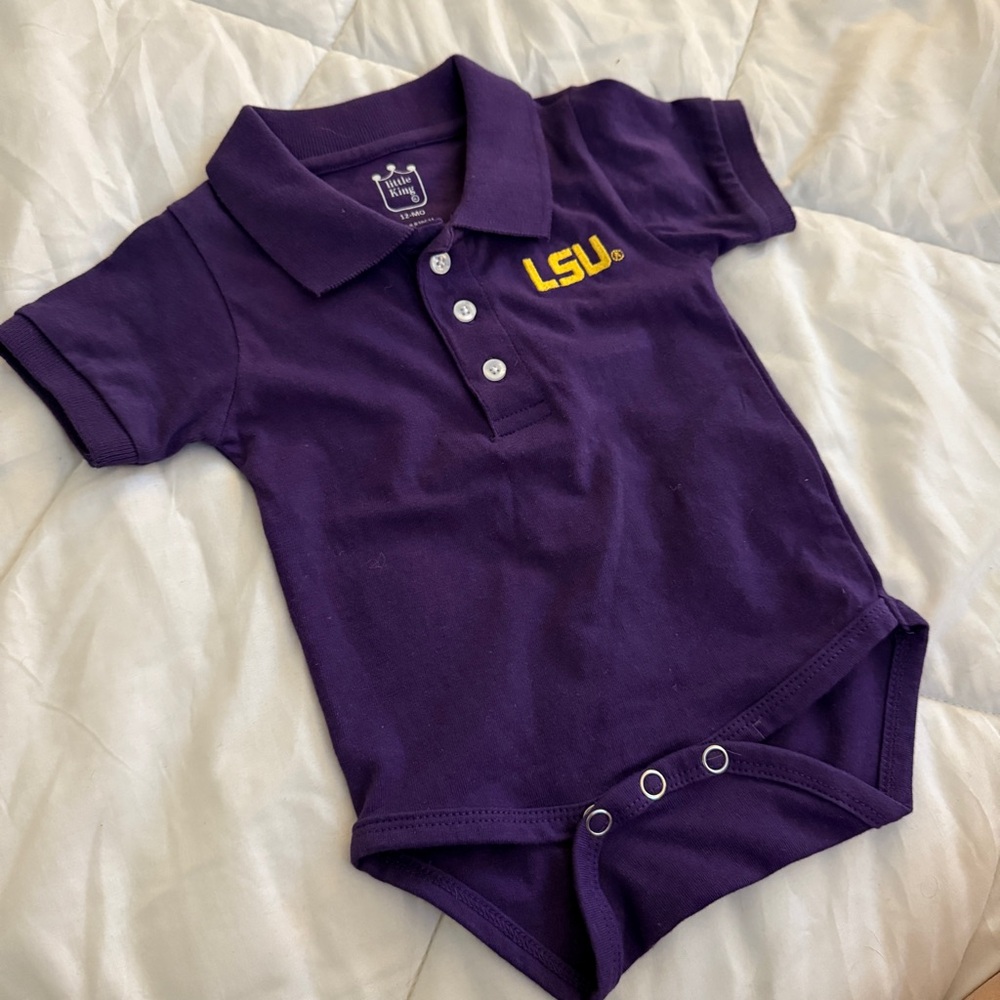 Little King LSU 12M Polo Onesie